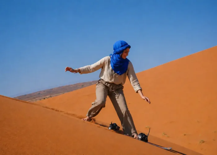 Sandboarding in Merzouga Sahara during 13 Days Tour from Casablanca