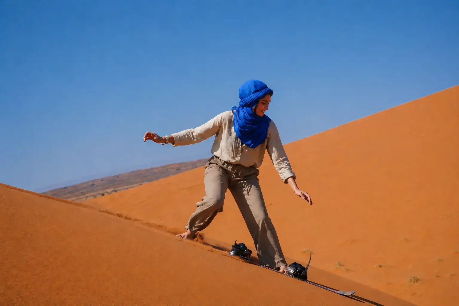 Sandboarding in Merzouga Sahara during 13 Days Tour from Casablanca