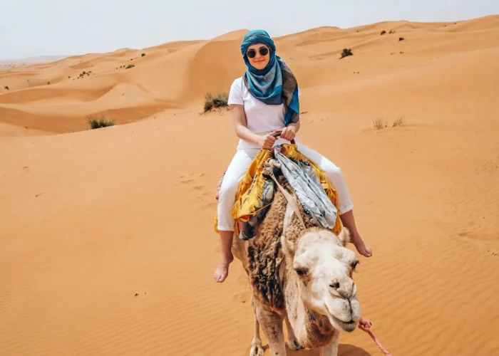 2 Days Marrakech to Zagora Desert Tour camel ride experience in the Sahara desert
