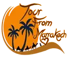 Logo of tour from Marrakech featuring palm trees and camels