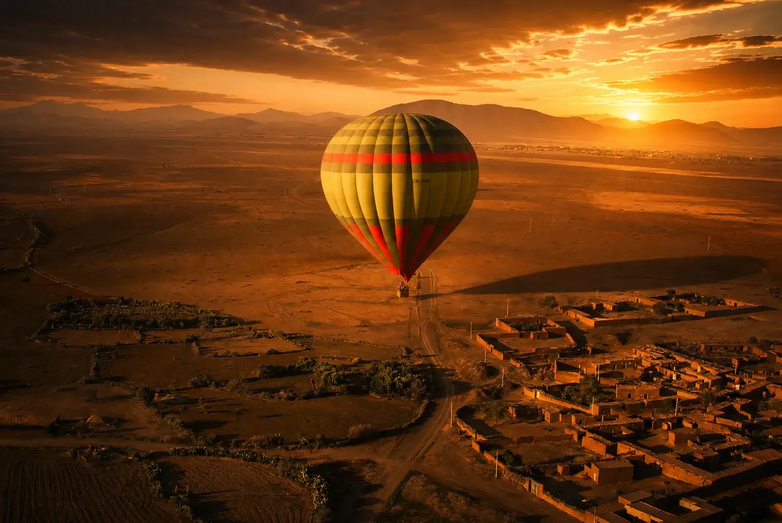 Marrakech Hot Air Balloon Ride at Sunset Hot Air Balloon Ride in Marrakech over the Moroccan desert at sunset